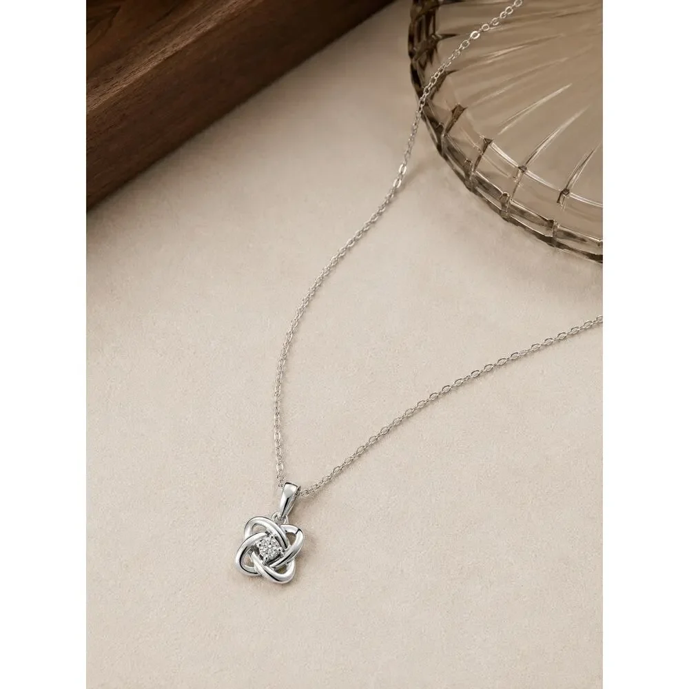 Ostbye Sparkle Lane Sterling Silver .02 CTW Diamond Love Knot Necklace 18